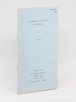 The Cosmology of 'Hippocrates', De Hebdomadibus. M. L WEST