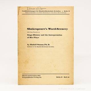 Shakespeare's Word-Scenery with Some Remarks on Stage-History and the Interpretation of his...